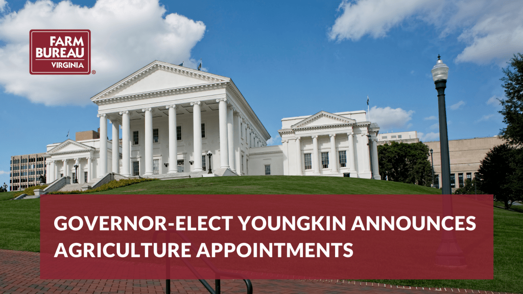 Governor-elect Glenn Youngkin today announced Matt Lohr as the next Secretary of Agriculture and Forestry and Joseph Guthrie as Commissioner of the Department of Agriculture and Consumer Services.